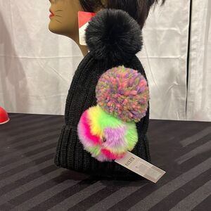 💸 5/$15 Black PICK-A-Pom Beanie 3 Interchangeable Poms